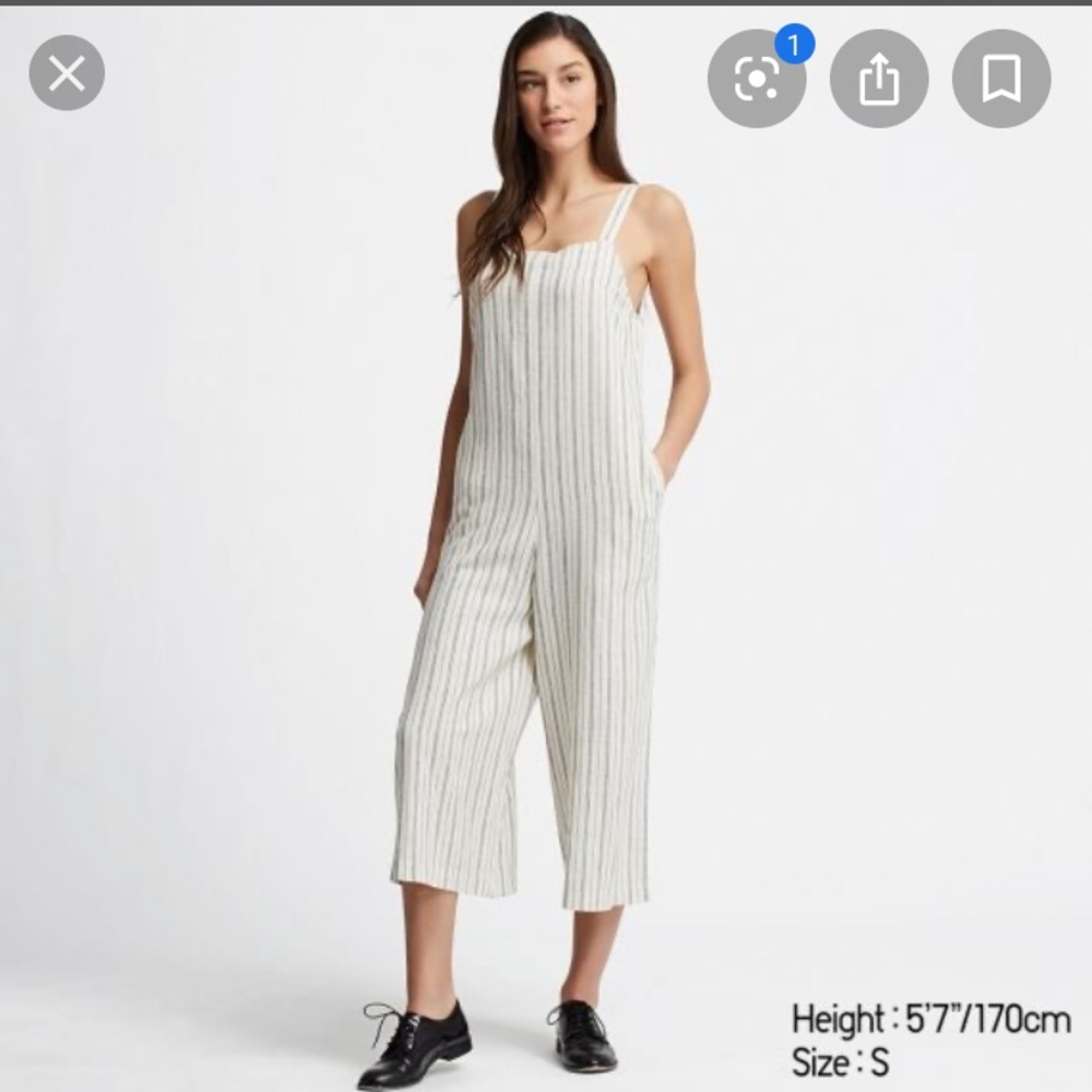 Uniqlo Linen Blend Striped Jumpsuit